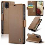 For Samsung Galaxy A12 5G CaseMe 023 Butterfly Buckle Litchi Texture RFID Anti-theft Leather Phone Case(Brown)