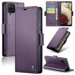 For Samsung Galaxy A12 5G CaseMe 023 Butterfly Buckle Litchi Texture RFID Anti-theft Leather Phone Case(Pearly Purple)