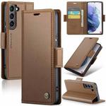 For Samsung Galaxy S21 5G CaseMe 023 Butterfly Buckle Litchi Texture RFID Anti-theft Leather Phone Case(Brown)