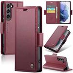 For Samsung Galaxy S21 5G CaseMe 023 Butterfly Buckle Litchi Texture RFID Anti-theft Leather Phone Case(Wine Red)