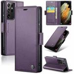 For Samsung Galaxy S21 Ultra 5G CaseMe 023 Butterfly Buckle Litchi Texture RFID Anti-theft Leather Phone Case(Pearly Purple)