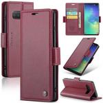 For Samsung Galaxy S10+ CaseMe 023 Butterfly Buckle Litchi Texture RFID Anti-theft Leather Phone Case(Wine Red)