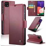 For Samsung Galaxy A22 5G CaseMe 023 Butterfly Buckle Litchi Texture RFID Anti-theft Leather Phone Case(Wine Red)