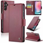 For Samsung Galaxy A24 4G CaseMe 023 Butterfly Buckle Litchi Texture RFID Anti-theft Leather Phone Case(Wine Red)