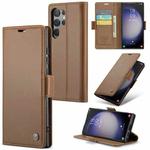 For Samsung Galaxy S24 Ultra CaseMe 023 Butterfly Buckle Litchi Texture RFID Anti-theft Leather Phone Case(Brown)