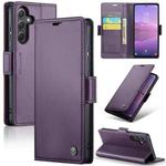 For Samsung Galaxy A35 5G CaseMe 023 Butterfly Buckle Litchi Texture RFID Anti-theft Leather Phone Case(Pearly Purple)