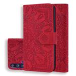 For Huawei Nova 5T / Honor 20 Embossed Sunflower Pattern Horizontal Flip PU Leather Case with Holder & Card Slots & Wallet & Lanyard(Red)