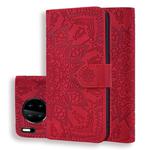 For Huawei Mate 30 Pro Embossed Sunflower Pattern Horizontal Flip PU Leather Case with Holder & Card Slots & Wallet & Lanyard(Red)