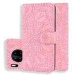 For Huawei Mate 30 Pro Embossed Sunflower Pattern Horizontal Flip PU Leather Case with Holder & Card Slots & Wallet & Lanyard(Pink)