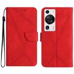 For Huawei P60 Pro Stitching Embossed Leather Phone Case(Red)
