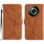 For Realme 11 Pro Stitching Embossed Leather Phone Case(Brown)