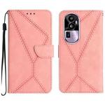 For OPPO Reno10 Pro+ Stitching Embossed Leather Phone Case(Pink)