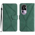 For OPPO Reno10 Pro+ Stitching Embossed Leather Phone Case(Green)