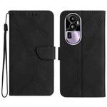 For OPPO Reno10 Pro+ Stitching Embossed Leather Phone Case(Black)