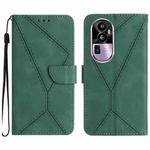 For OPPO Reno10 Stitching Embossed Leather Phone Case(Green)