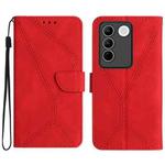 For vivo V27E 4G Global Stitching Embossed Leather Phone Case(Red)