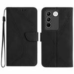 For vivo V27E 4G Global Stitching Embossed Leather Phone Case(Black)