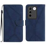 For vivo V27E 4G Global Stitching Embossed Leather Phone Case(Blue)