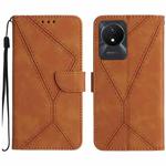 For vivo Y02A 4G / Y02 4G / Y11 2023 Stitching Embossed Leather Phone Case(Brown)