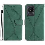 For vivo Y02A 4G / Y02 4G / Y11 2023 Stitching Embossed Leather Phone Case(Green)