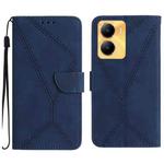 For vivo Y02S Global / Y16 4G Global Stitching Embossed Leather Phone Case(Blue)