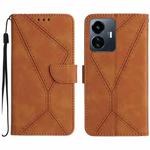 For vivo Y77E 5G Stitching Embossed Leather Phone Case(Brown)