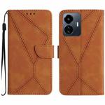 For vivo Y22 4G Global / Y35 4G Global Stitching Embossed Leather Phone Case(Brown)