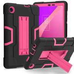 For TCL Tab 8 LE / WiFi Contrast Color Silicone Hybrid PC Tablet Case with Holder(Black Rose Red)