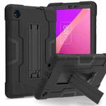 For TCL Tab 8 LE / WiFi Contrast Color Silicone Hybrid PC Tablet Case with Holder(Black)