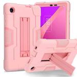 For TCL Tab 8 LE / WiFi Contrast Color Silicone Hybrid PC Tablet Case with Holder(Rose Gold)