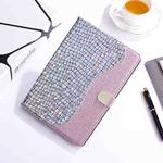 For iPad Mini 4 / 3 / 2 / 1 Laser Glitter Stitching Crocodile Texture Horizontal Flip Leather Case with Storage Grid & Holder(Silver)