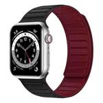Magnetic Silicone Watch Band For Apple Watch 7 41mm(Black Wine Red)