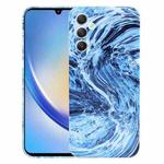 For Samsung Galaxy A34 Marble Pattern Phone Case(Navy Blue White)