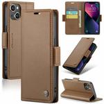 For iPhone 14 CaseMe 023 Butterfly Buckle Litchi Texture RFID Anti-theft Leather Phone Case(Brown)