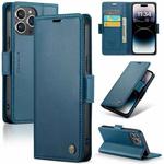 For iPhone 14 Pro CaseMe 023 Butterfly Buckle Litchi Texture RFID Anti-theft Leather Phone Case(Blue)