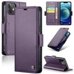 For iPhone 12 / 12 Pro CaseMe 023 Butterfly Buckle Litchi Texture RFID Anti-theft Leather Phone Case(Pearly Purple)