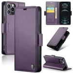 For iPhone 12 Pro Max CaseMe 023 Butterfly Buckle Litchi Texture RFID Anti-theft Leather Phone Case(Pearly Purple)
