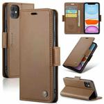 For iPhone 11 CaseMe 023 Butterfly Buckle Litchi Texture RFID Anti-theft Leather Phone Case(Brown)