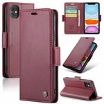 For iPhone 11 CaseMe 023 Butterfly Buckle Litchi Texture RFID Anti-theft Leather Phone Case(Wine Red)
