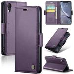 For iPhone XR CaseMe 023 Butterfly Buckle Litchi Texture RFID Anti-theft Leather Phone Case(Pearly Purple)