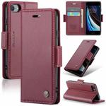 For iPhone SE 2022/SE 2020/6/7/8 CaseMe 023 Butterfly Buckle Litchi Texture RFID Anti-theft Leather Phone Case(Wine Red)