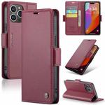 For iPhone 15 Pro Max CaseMe 023 Butterfly Buckle Litchi Texture RFID Anti-theft Leather Phone Case(Wine Red)