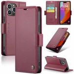 For iPhone 15 Pro CaseMe 023 Butterfly Buckle Litchi Texture RFID Anti-theft Leather Phone Case(Wine Red)