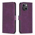 For iPhone 14 Plaid Embossed Leather Phone Case(Purple)