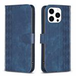 For iPhone 14 Pro Plaid Embossed Leather Phone Case(Blue)