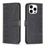 For iPhone 14 Pro Plaid Embossed Leather Phone Case(Black)