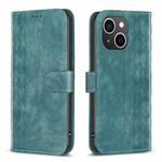 For iPhone 13 Plaid Embossed Leather Phone Case(Green)