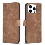 For iPhone 13 Pro Max Plaid Embossed Leather Phone Case(Brown)