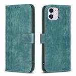 For iPhone 11 Plaid Embossed Leather Phone Case(Green)