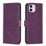 For iPhone 11 Plaid Embossed Leather Phone Case(Purple)